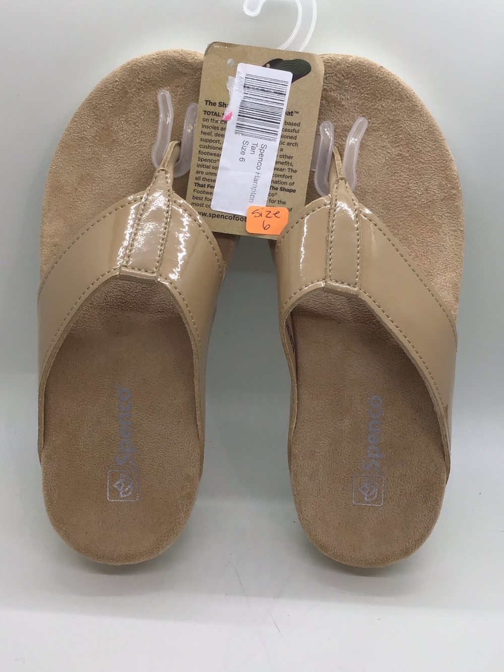 Patent Beige Thong Sandals with Cushioned Footbed - Women